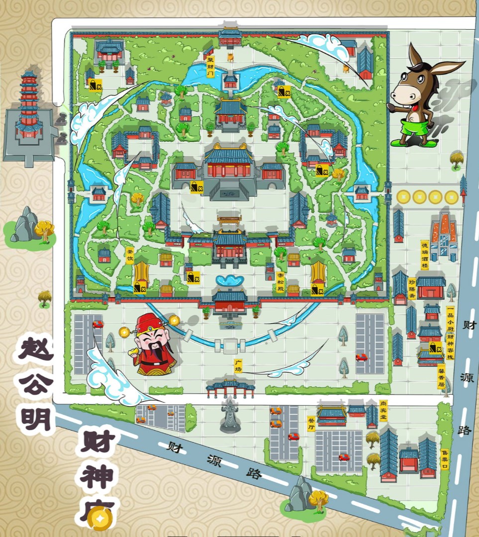 江山寺庙类手绘地图